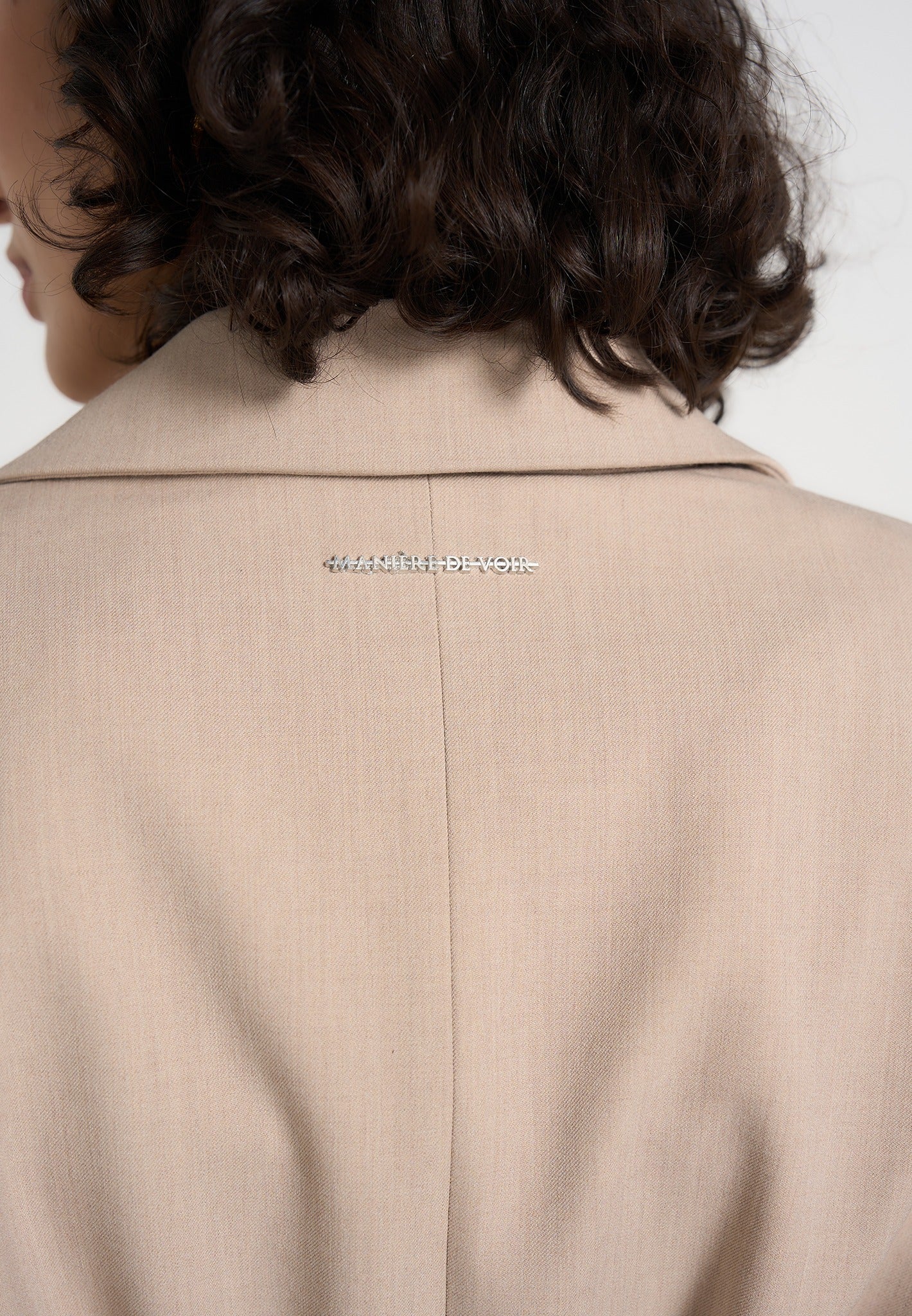 Marie - Twist Sleeve Tailored Blazer with Belt - Beige