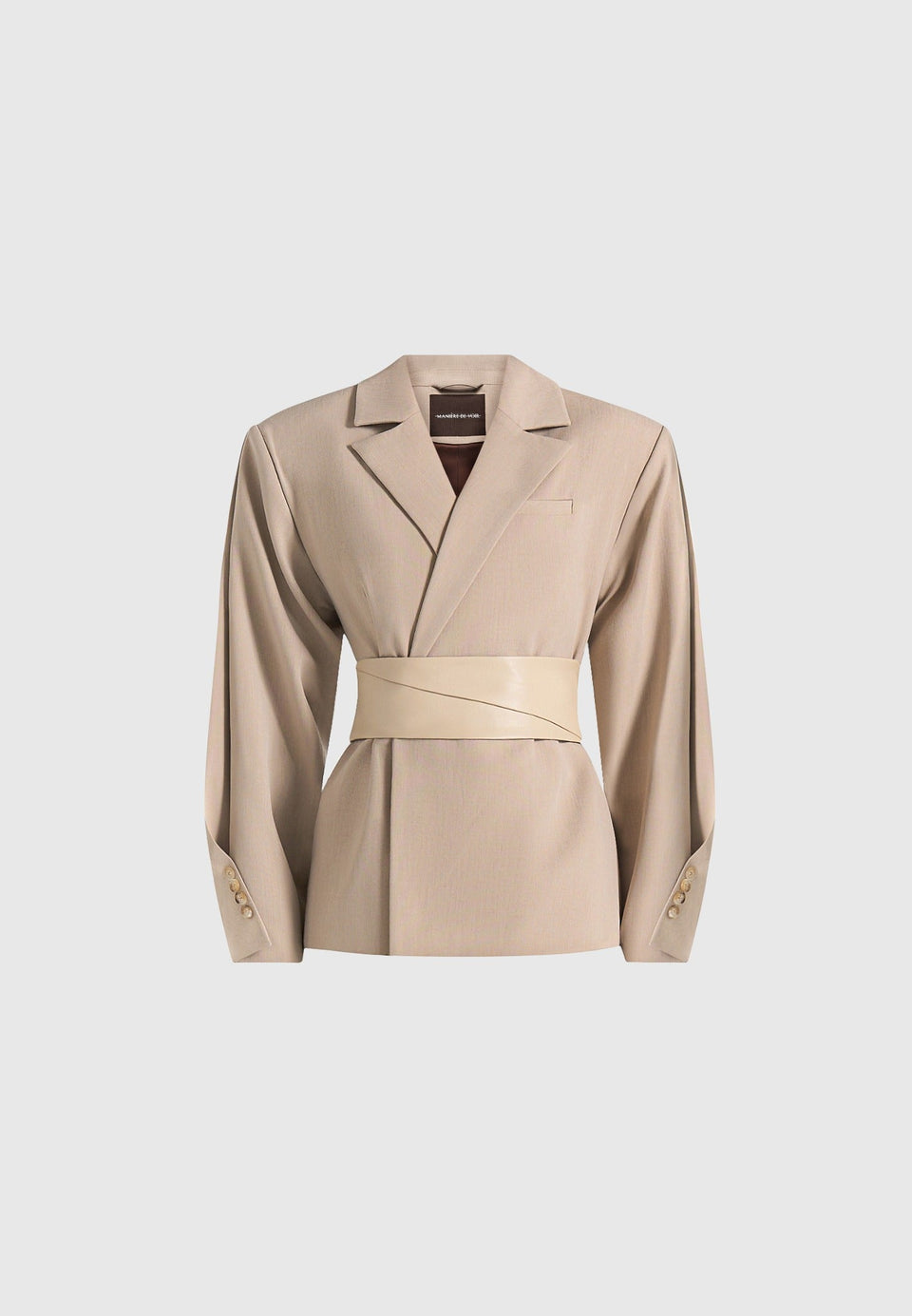 marie-twist-sleeve-tailored-blazer-with-belt-beige