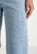Calista - Line Art Denim Jeans - Mid Blue