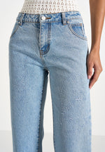 Calista - Line Art Denim Jeans - Mid Blue