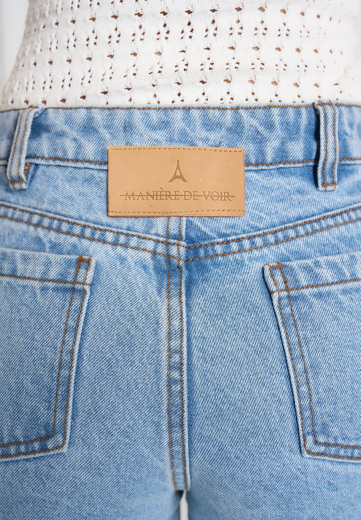 Calista - Line Art Denim Jeans - Mid Blue