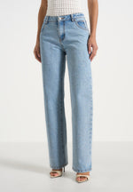 Calista - Line Art Denim Jeans - Mid Blue