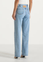 Calista - Line Art Denim Jeans - Mid Blue
