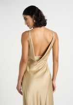 Saffron - Satin Belted Maxi Dress - Gold