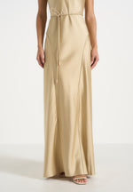 Saffron - Satin Belted Maxi Dress - Gold