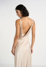 Saffron - Satin Belted Maxi Dress - Champagne