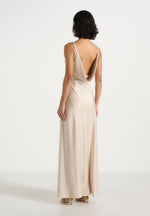 Saffron - Satin Belted Maxi Dress - Champagne
