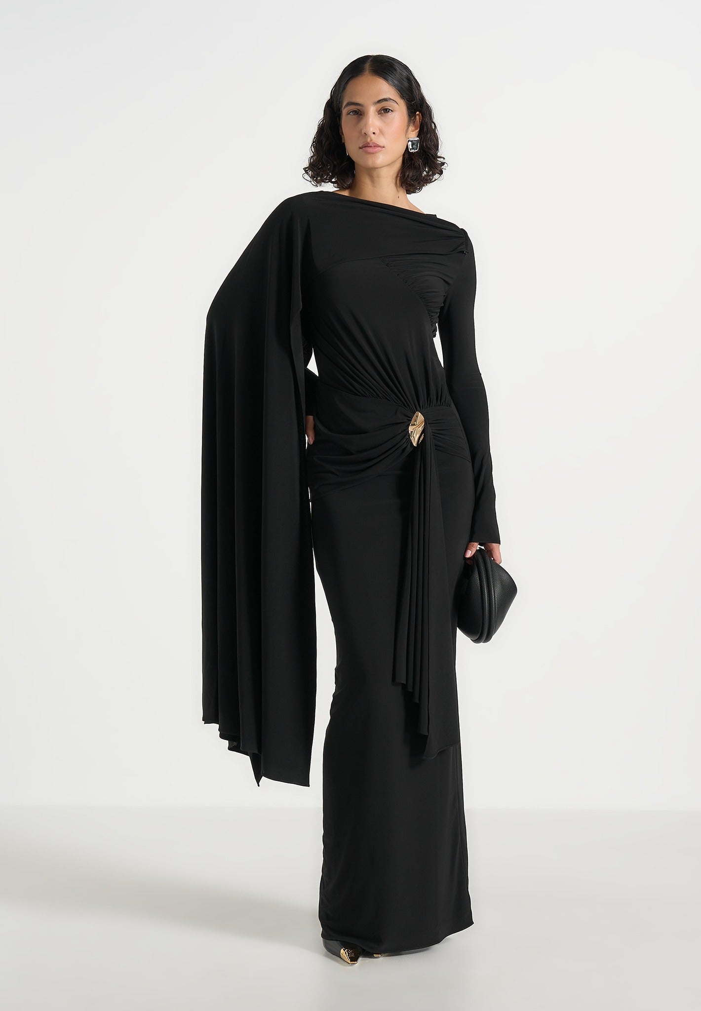 edena-asym-ruched-draped-maxi-dress-black