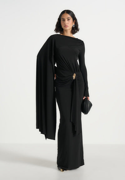 edena-asym-ruched-draped-maxi-dress-black