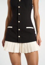 Jasmine - Halterneck Pleated Mini Dress - Black