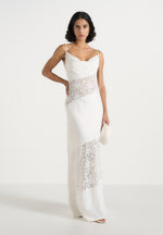 Naya - Asymmetric Lace Maxi Dress - White
