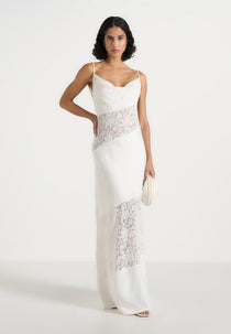Naya - Asymmetric Lace Maxi Dress - White