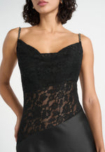 Naya - Asymmetric Lace Maxi Dress - Black