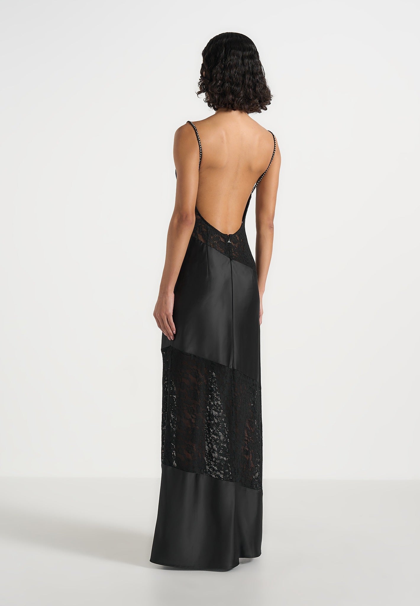 Naya - Asymmetric Lace Maxi Dress - Black