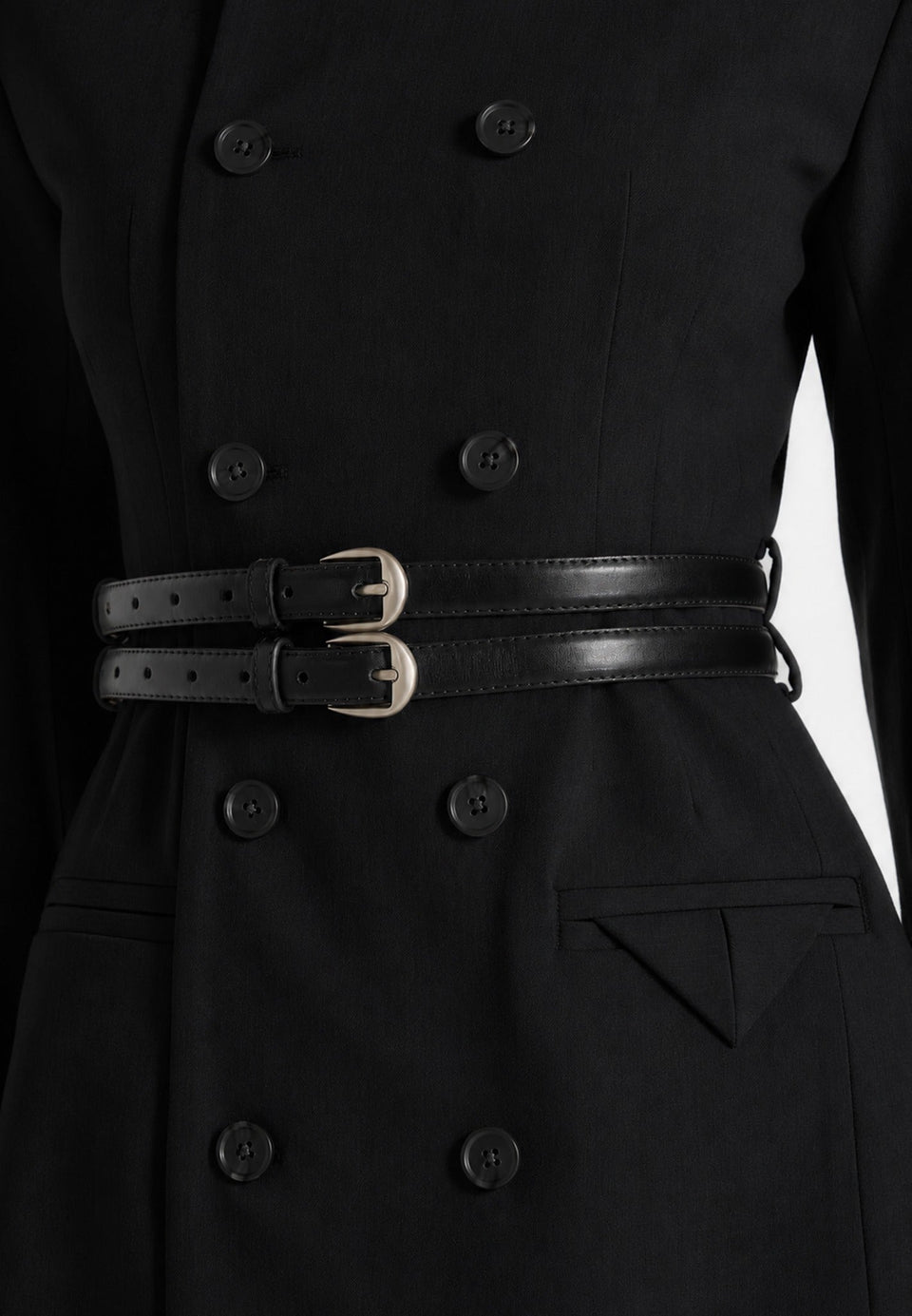 sierra-double-breasted-belted-blazer-dress-black