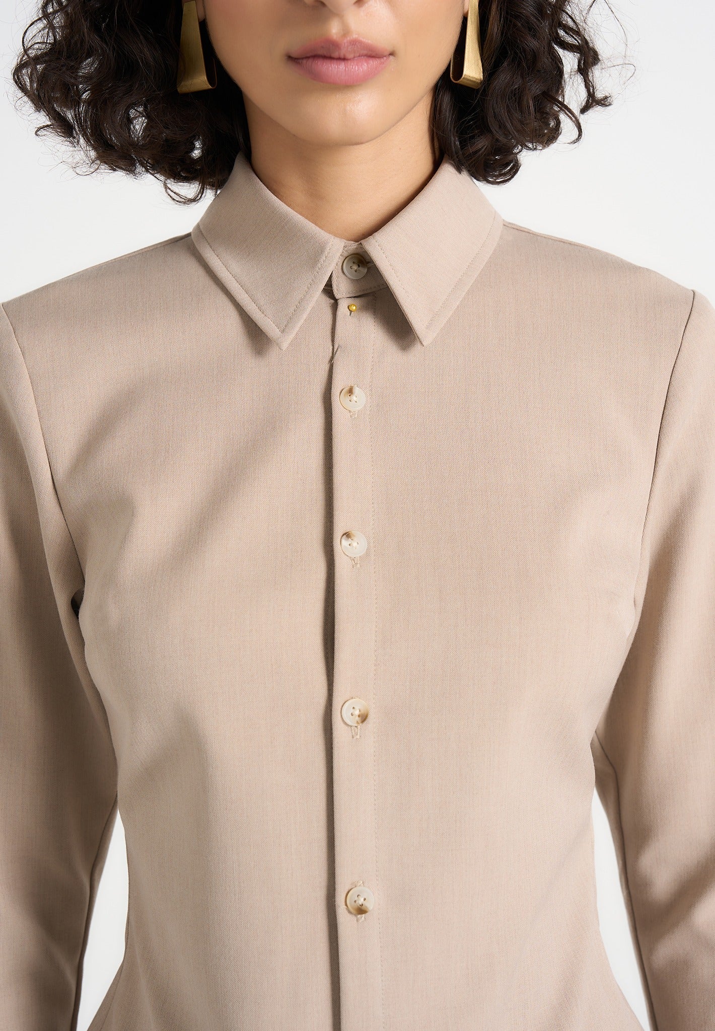 sonia-tailored-cinch-shirt-beige