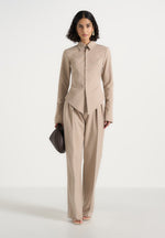 sonia-tailored-cinch-shirt-beige