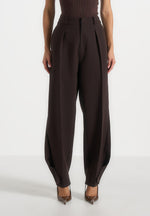 Sophie - Twist Leg Tailored Trousers - Brown
