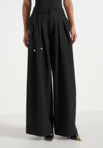 flora-box-pleat-wide-leg-belted-trousers-black