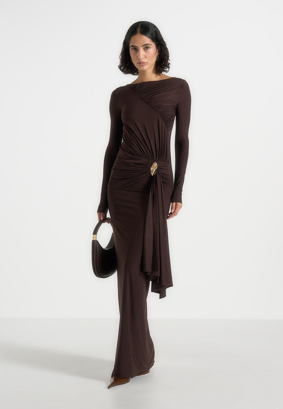 edena-asymmetric-ruched-draped-maxi-dress-brown