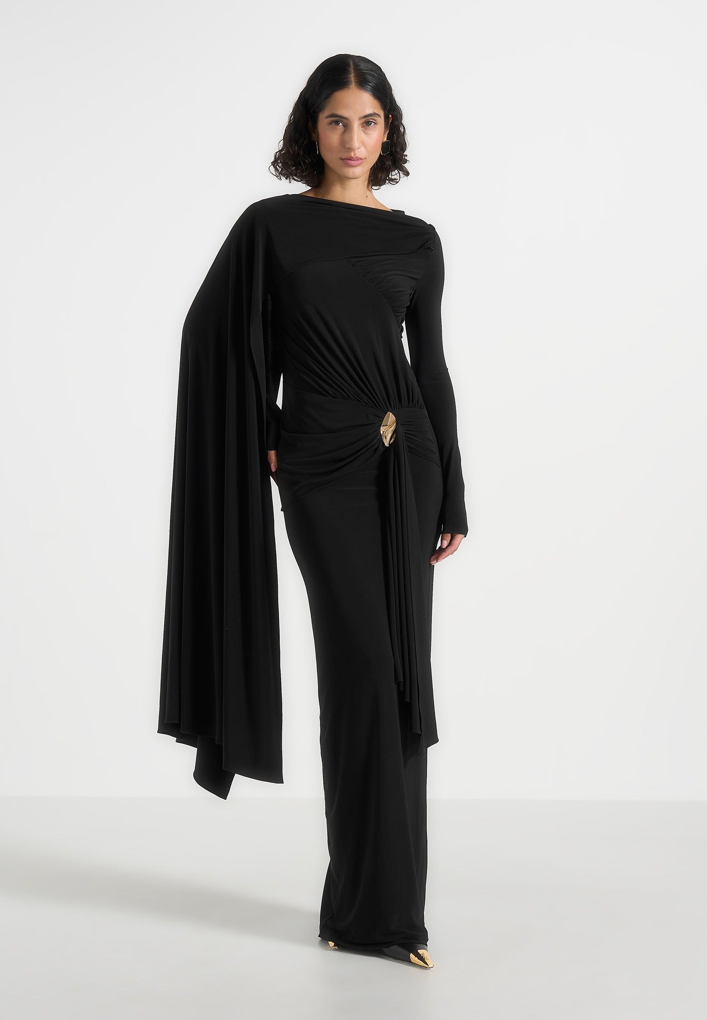 edena-asym-ruched-draped-maxi-dress-black 