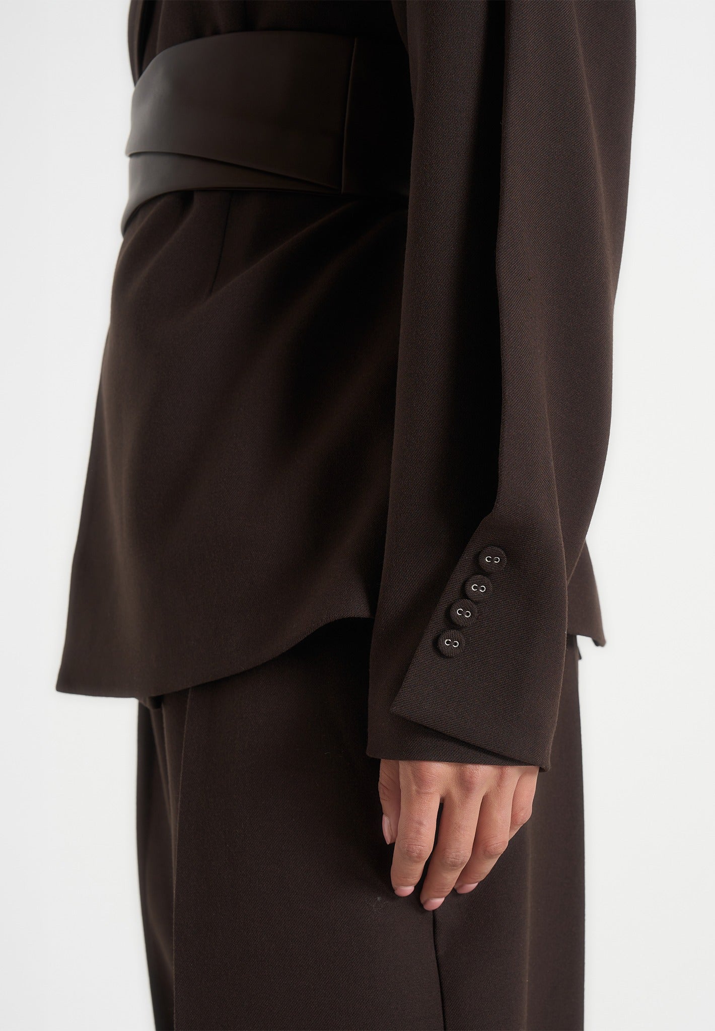 marie-twist-sleeve-tailored-blazer-with-belt-brown