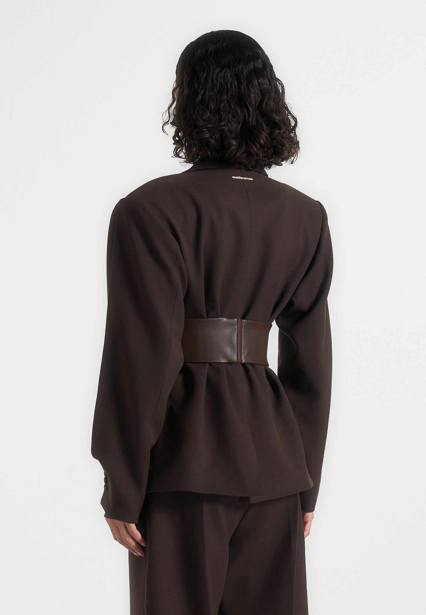 marie-twist-sleeve-tailored-blazer-with-belt-brown