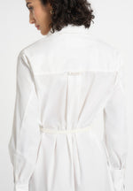 Isa - Belted Cotton Midi Shirt Dress - White