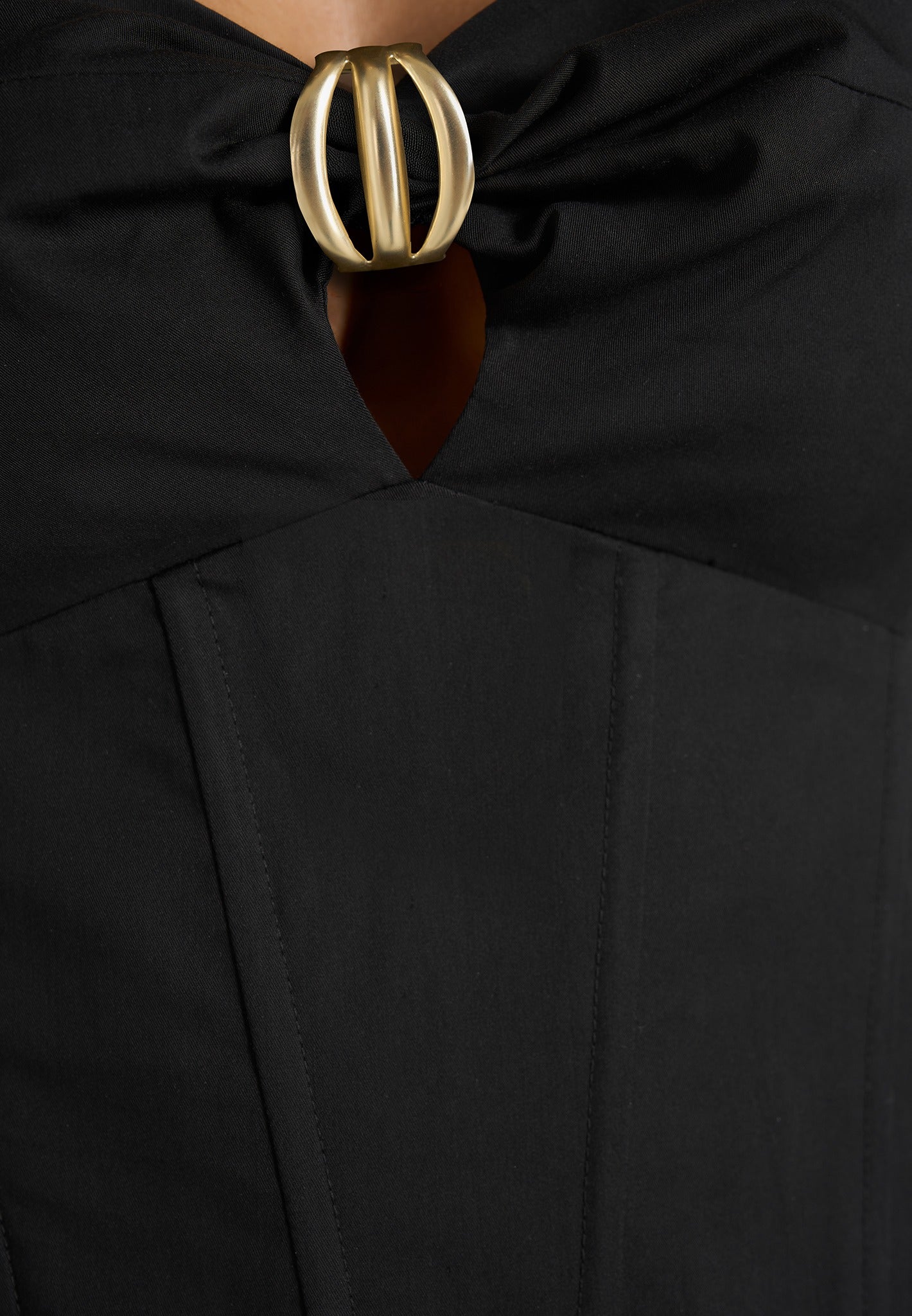 Faith - Cap Sleeve Corset Cotton Midi Dress - Black 