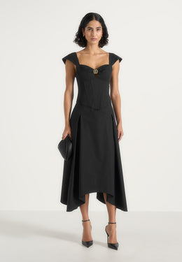 faith-cap-sleeve-corset-cotton-midi-dress-black