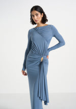 edena-asym-ruched-draped-maxi-dress-blue
