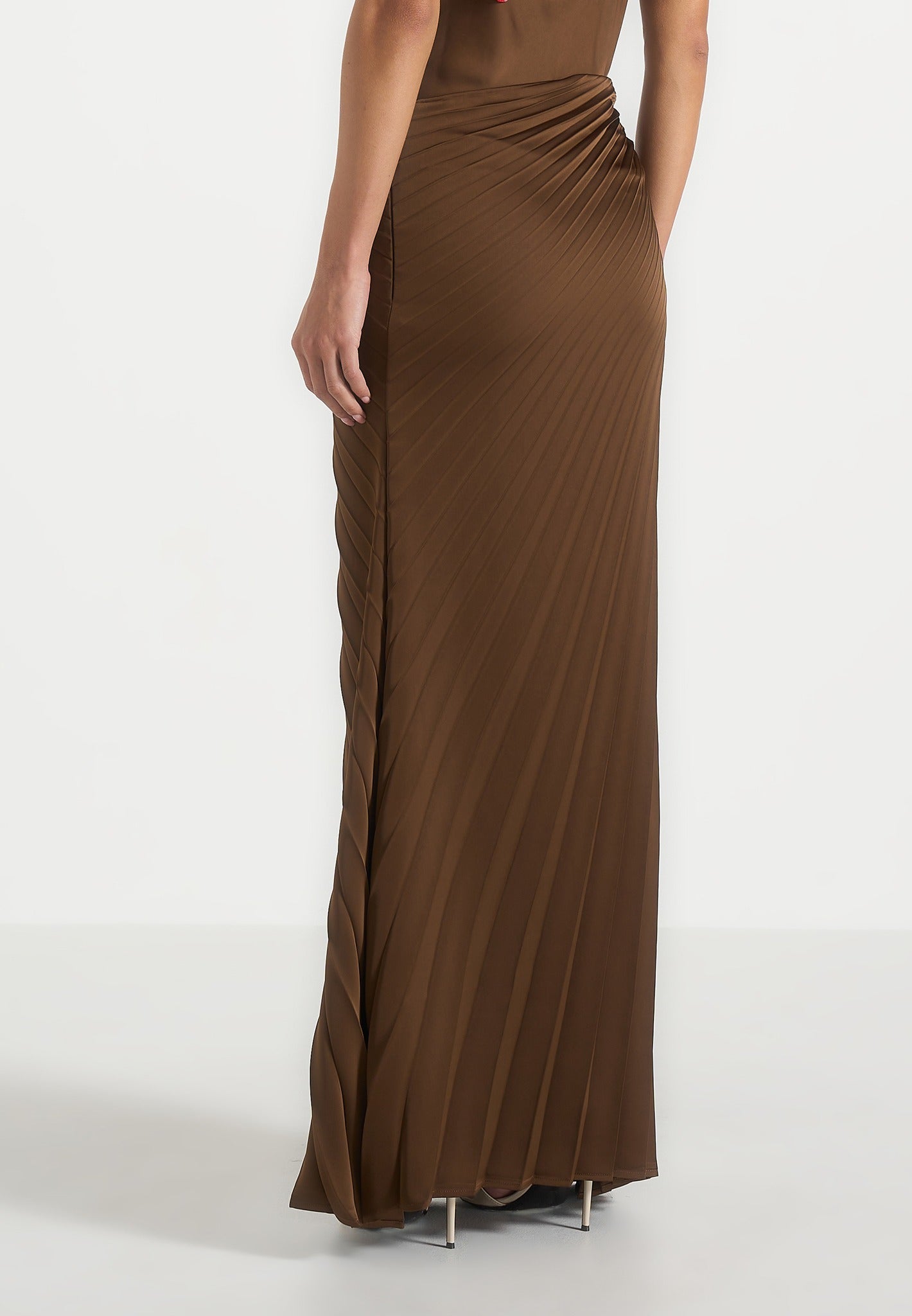 fiona-satin-fan-pleat-maxi-skirt-brown