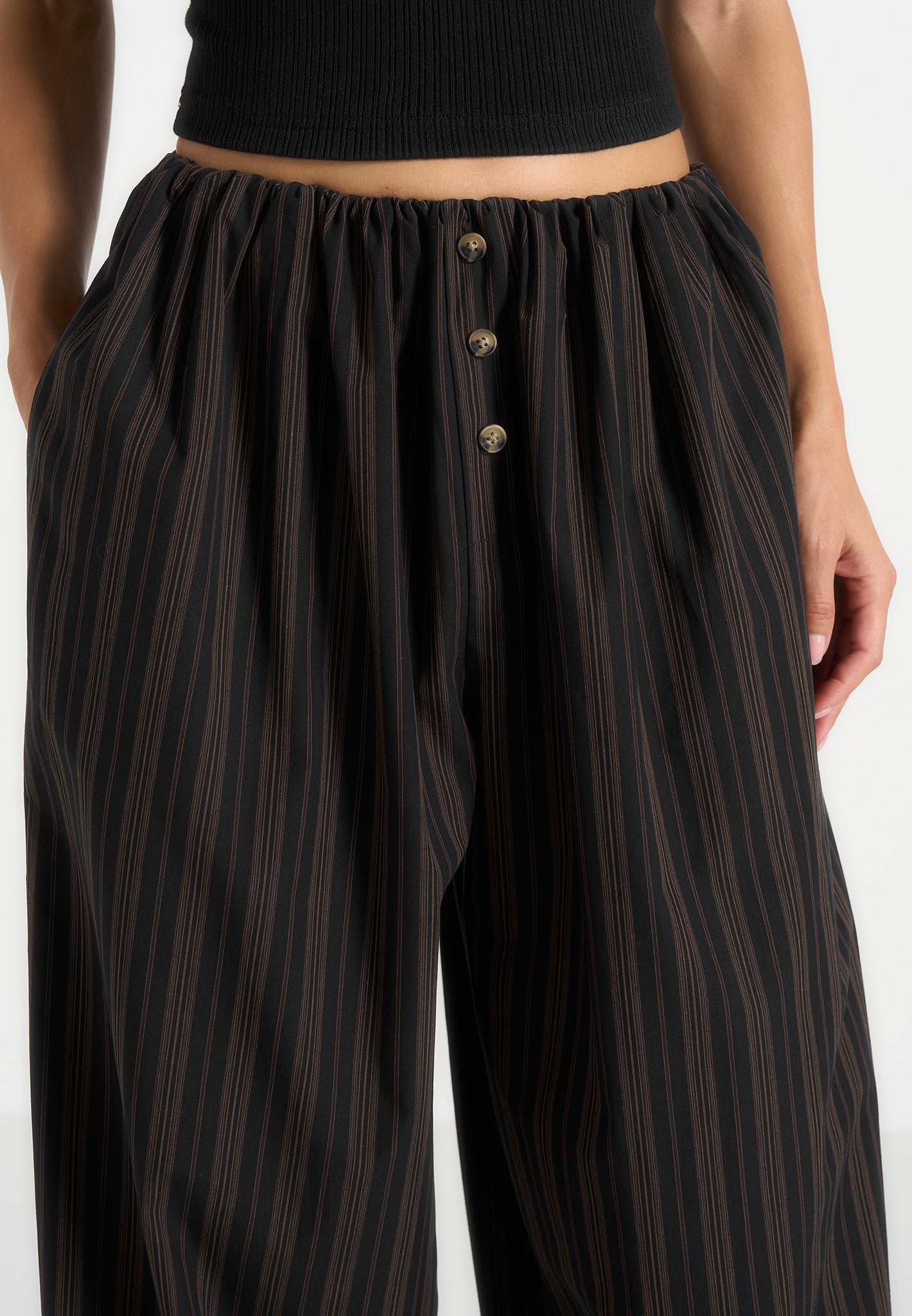 ivanna-elasticated-wide-leg-striped-cotton-trousers-black-brown