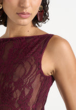 Rhonda - Open-Back Lace Bodysuit – Wine