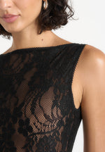 Rhonda - Open-Back Lace Bodysuit – Black