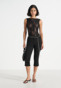 Rhonda - Open-Back Lace Bodysuit – Black