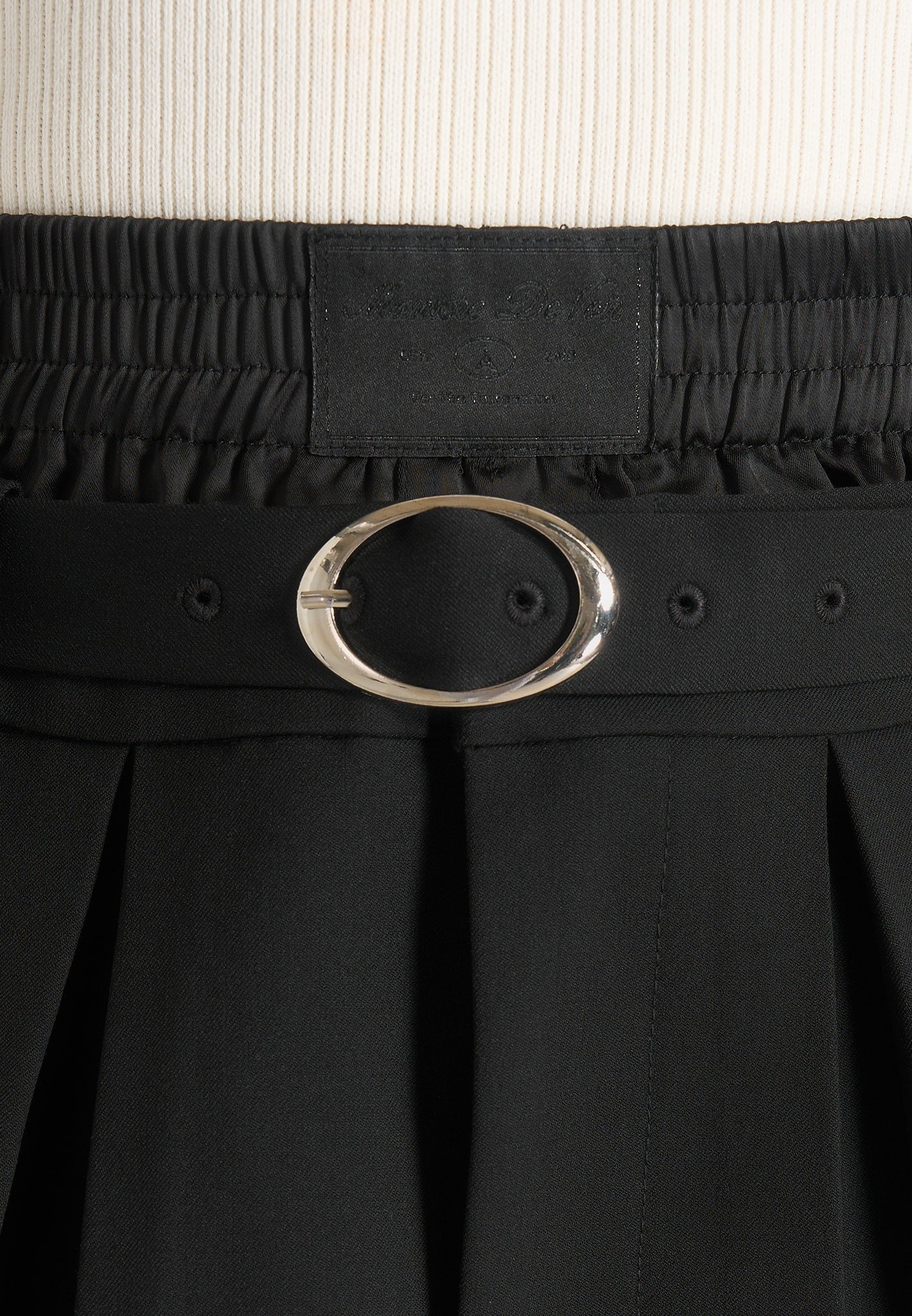 Rebecca - Pleated Belted Skort With Waistband - Black