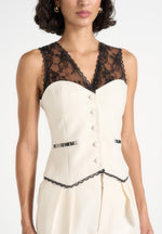 Veronica - Lace Tailored Corset Suit Vest – White