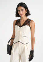 Veronica - Lace Tailored Corset Suit Vest – White