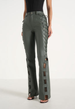 ambre-leather-lace-up-flared-trousers-olive