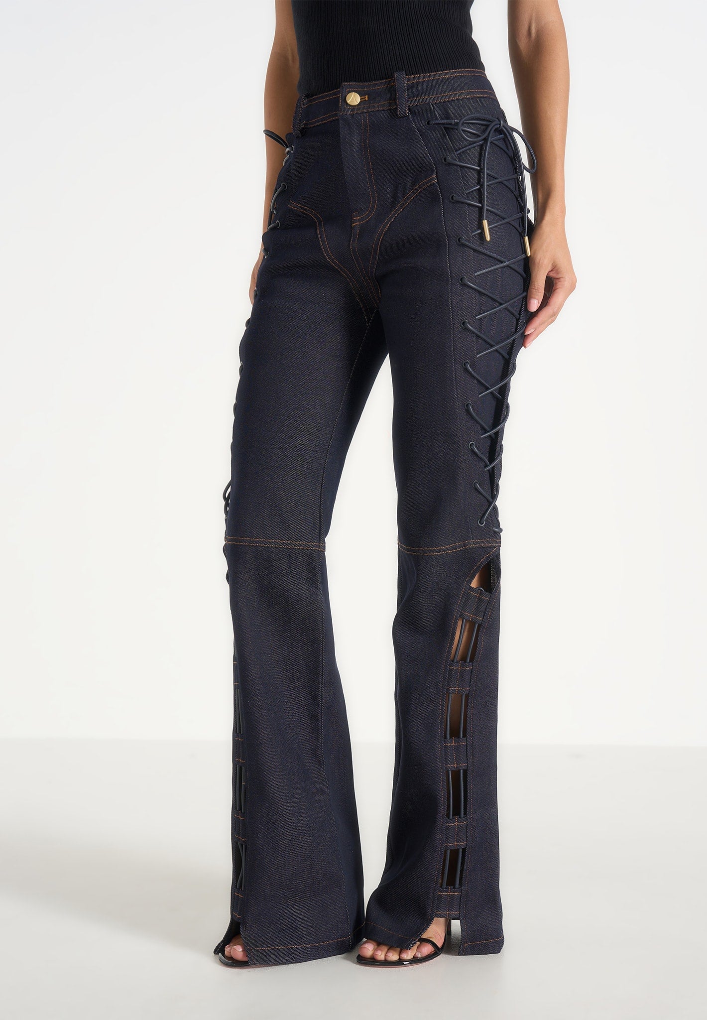 ambre-denim-lace-up-flared-jeans-indigo