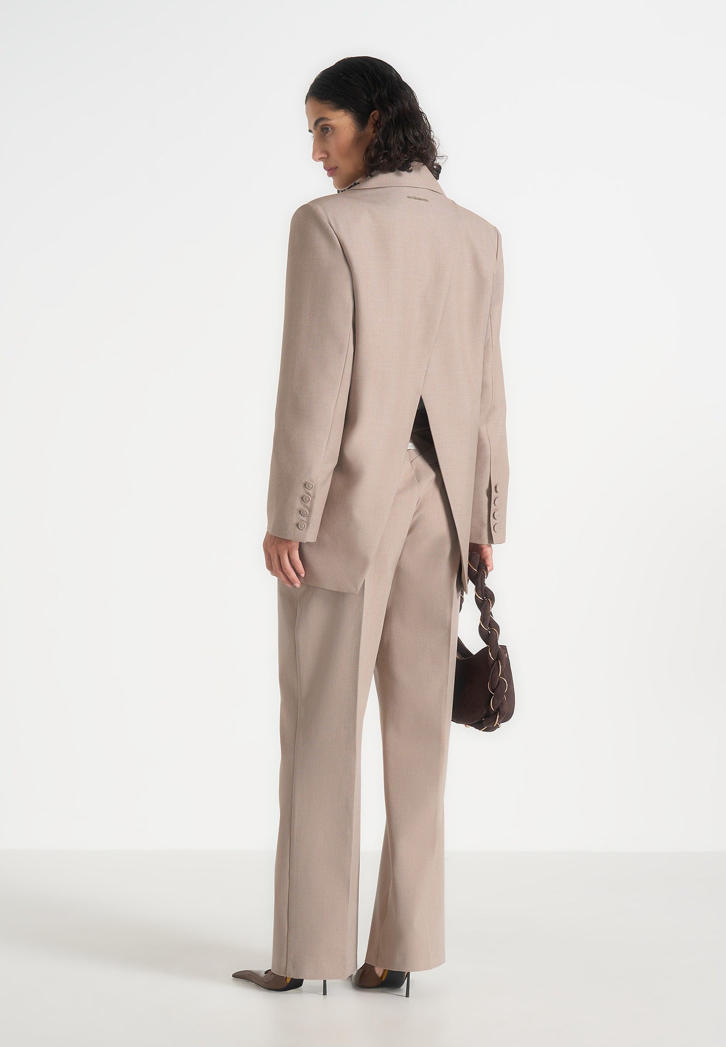 Elena - Oversized Open Back Tailored Blazer – Taupe