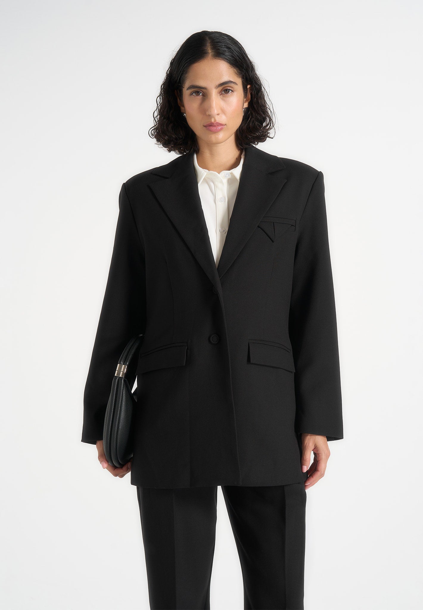 Elena - Oversized Open Back Tailored Blaze– Black