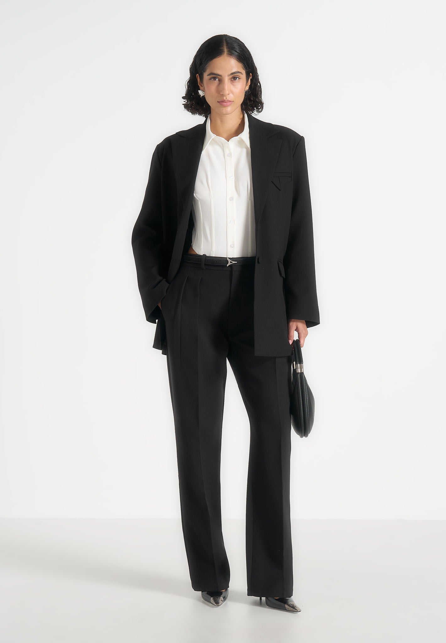 Elena - Oversized Open Back Tailored Blaze– Black