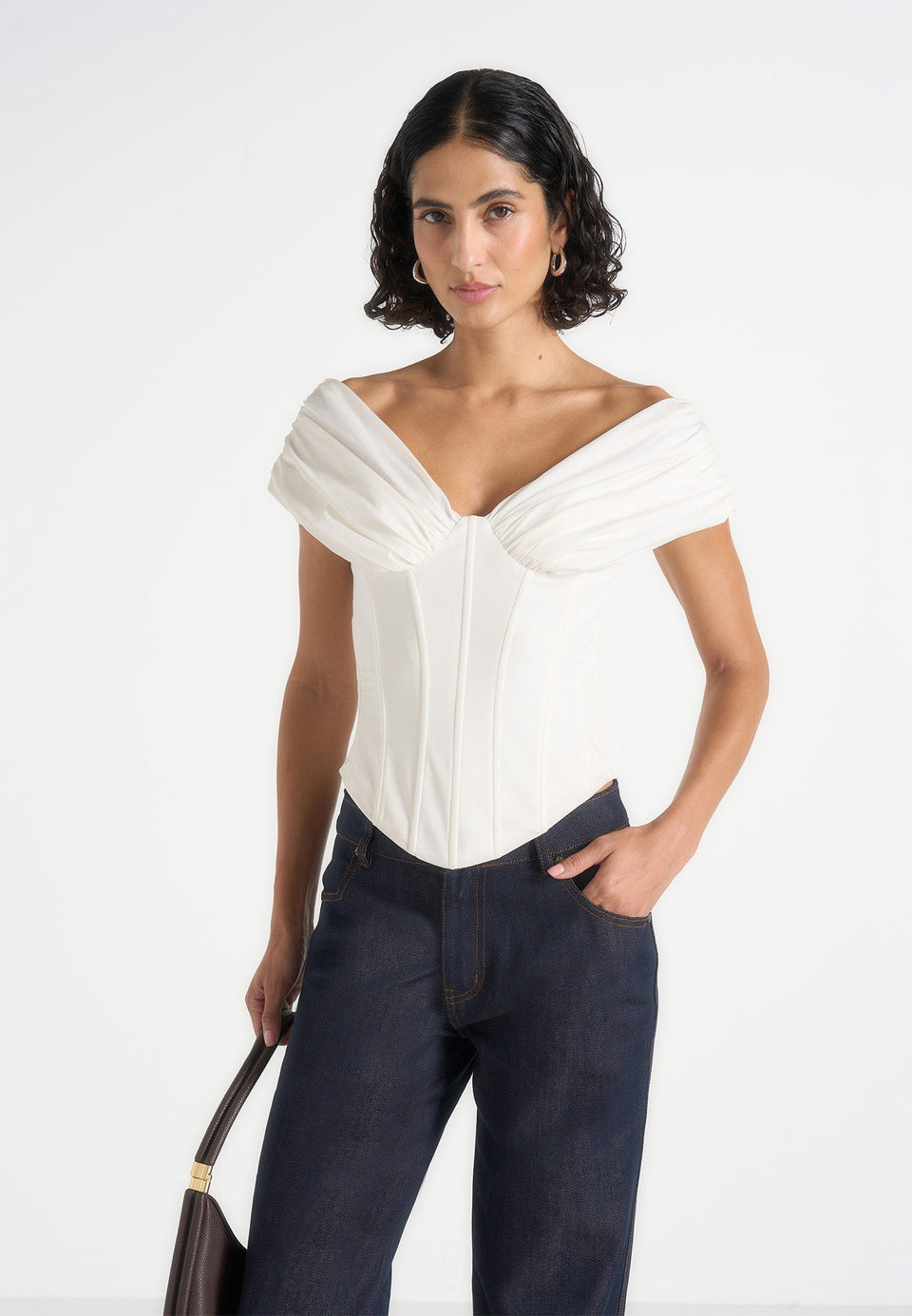 ursula-off-shoulder-pleated-cotton-corset-top-white