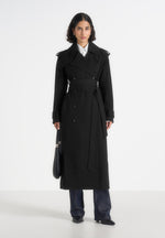 Esther - Tailored Trench Coat With Double Belt - Black