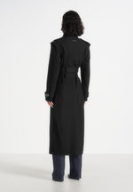 Esther - Tailored Trench Coat With Double Belt - Black