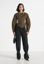 Sky - Hourglass Gabardine Jacket - Khaki