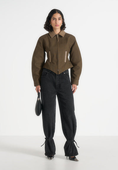 Sky - Hourglass Gabardine Jacket - Khaki