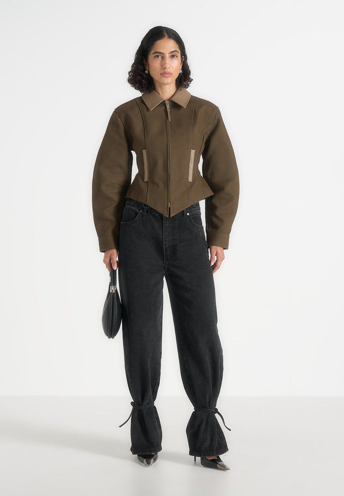 Sky - Hourglass Gabardine Jacket - Khaki